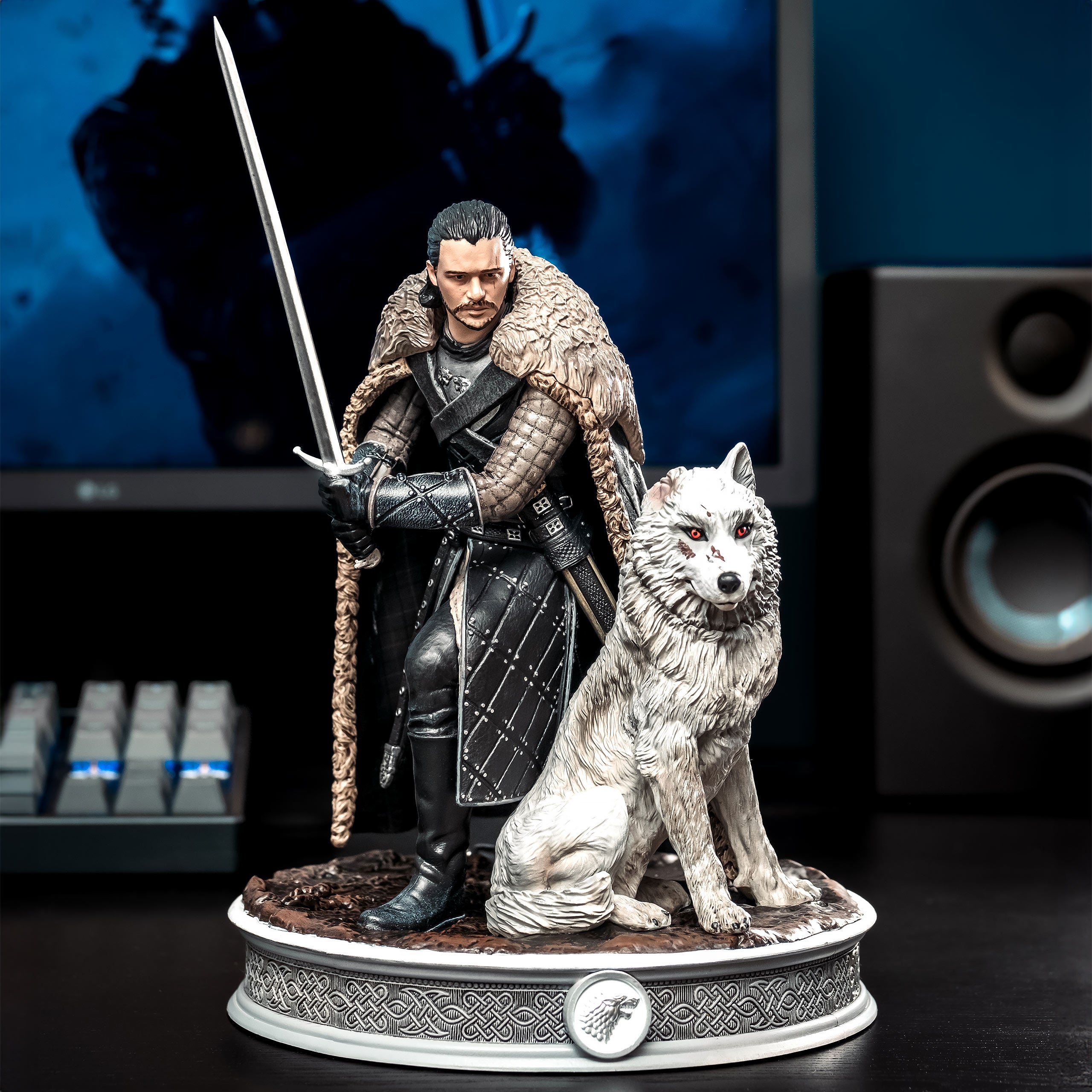 Game of Thrones - Jon Snow with Ghost Statue – Elbenwald