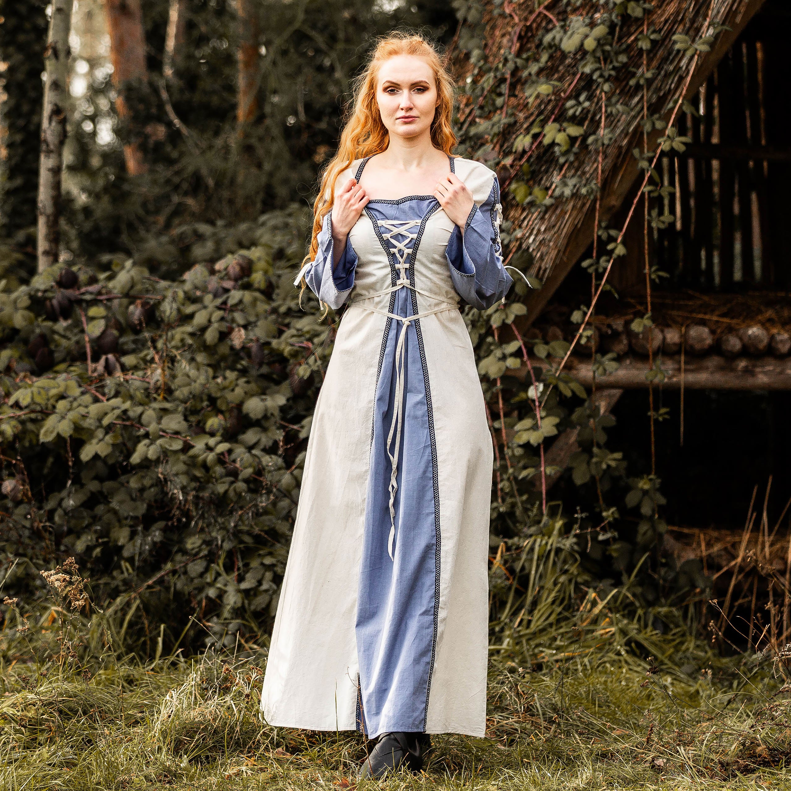 medieval times dresses Dress with Lacing blue-natural COLOR:BLACK SEQUIN __label:Button-Up Pearl Dresses for Women medieval costume
