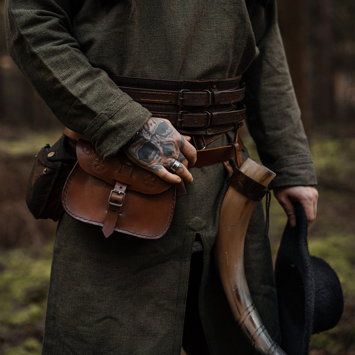Product image Medieval Belt Pouch with Embossing Brown