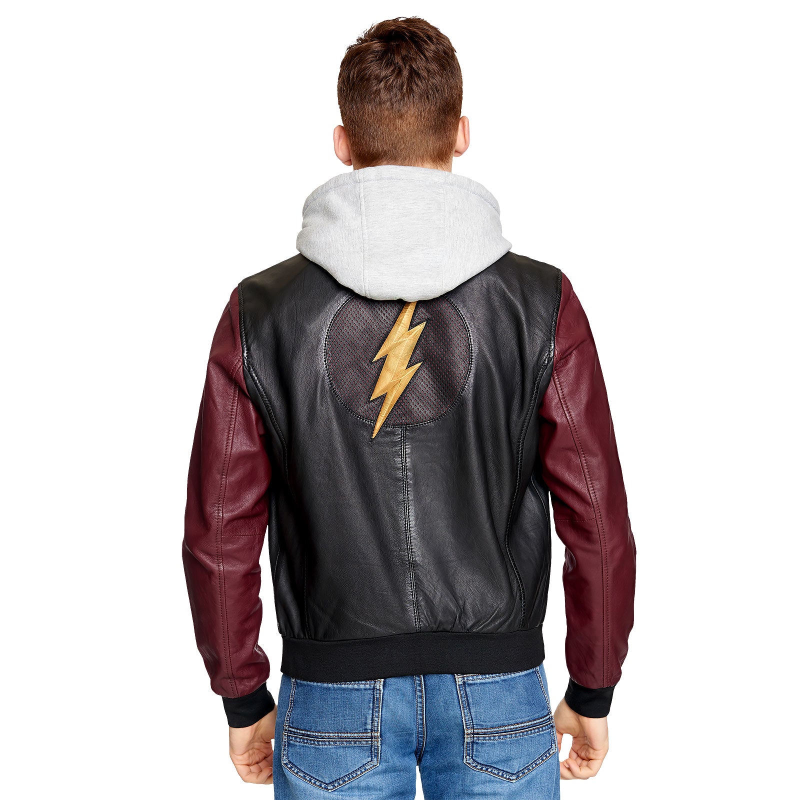 Flash - Logo leather jacket with hood – Elbenwald