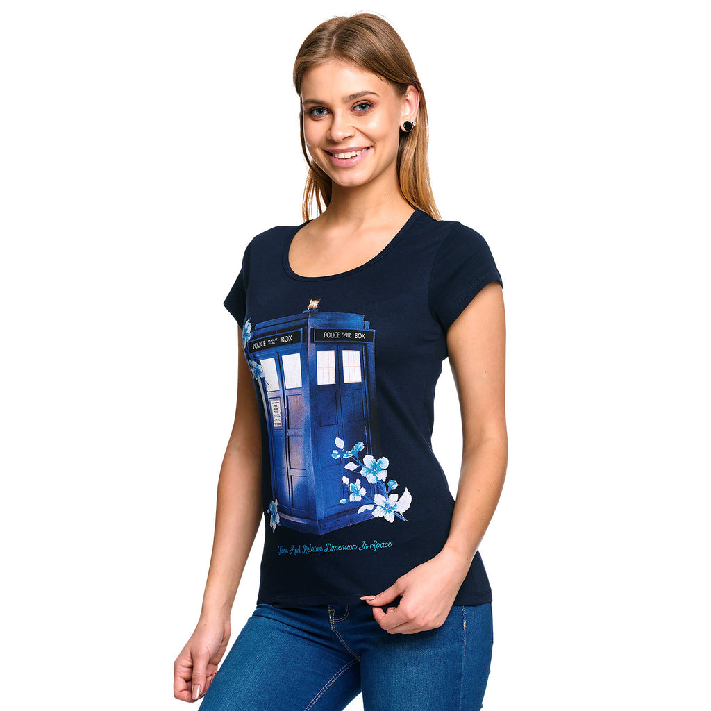 Product image Doctor Who - Floral Tardis Women's T-Shirt Blue