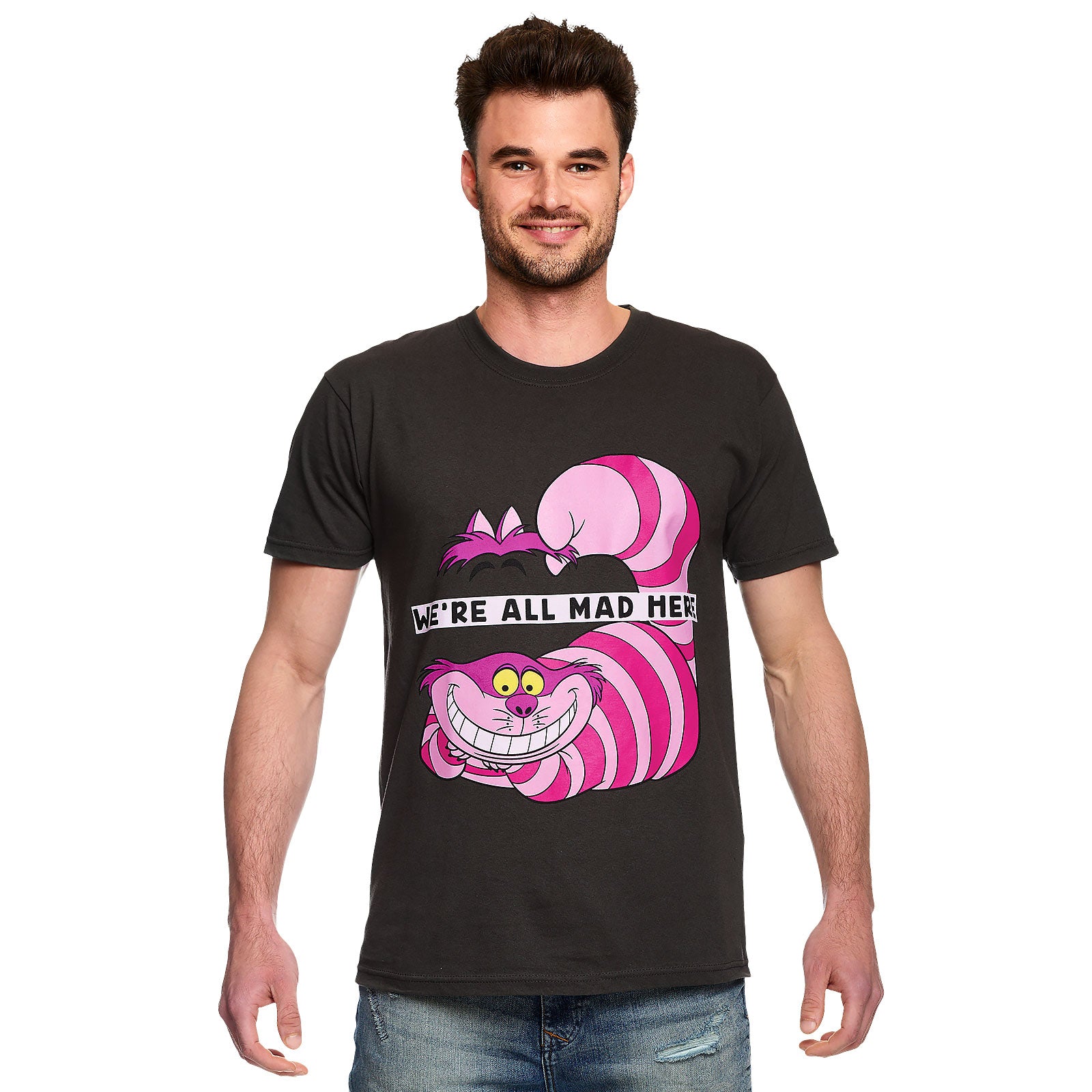 Alice in Wonderland - Cheshire Cat All Mad Here T-Shirt Grey