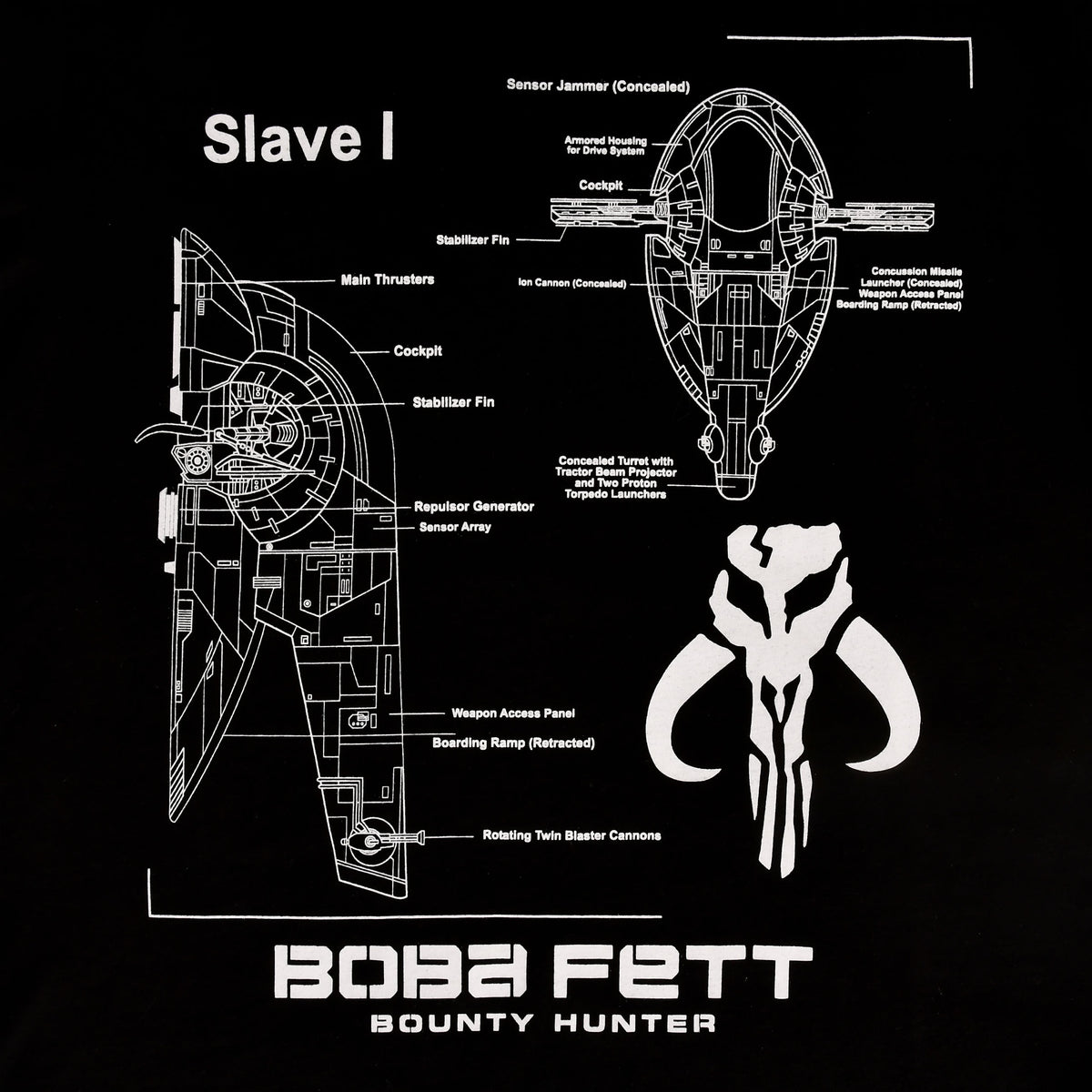 Product image Star Wars - Boba Fett Slave I Sketch T-Shirt Black