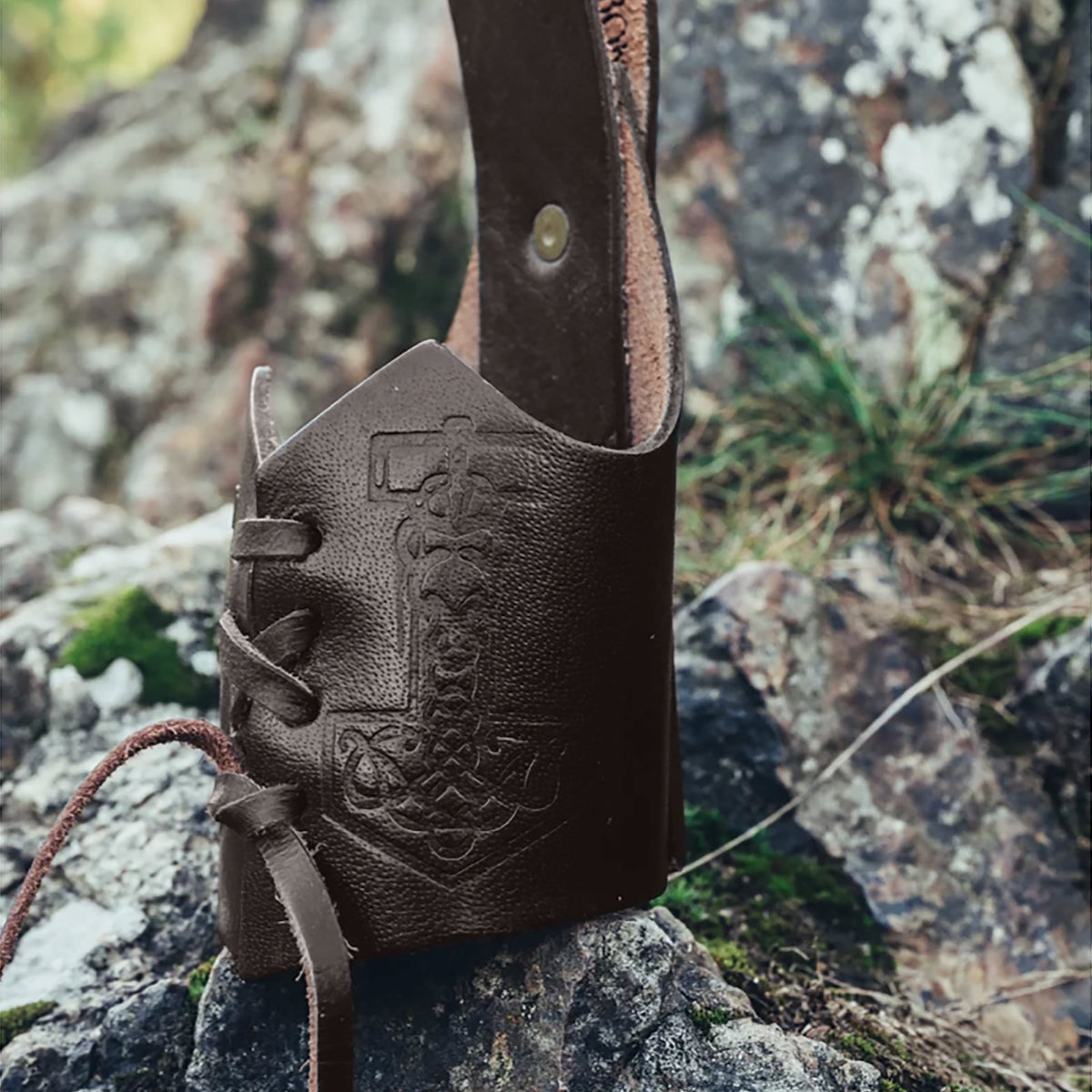 Product image Drinking Horn Holder Thor's Hammer brown