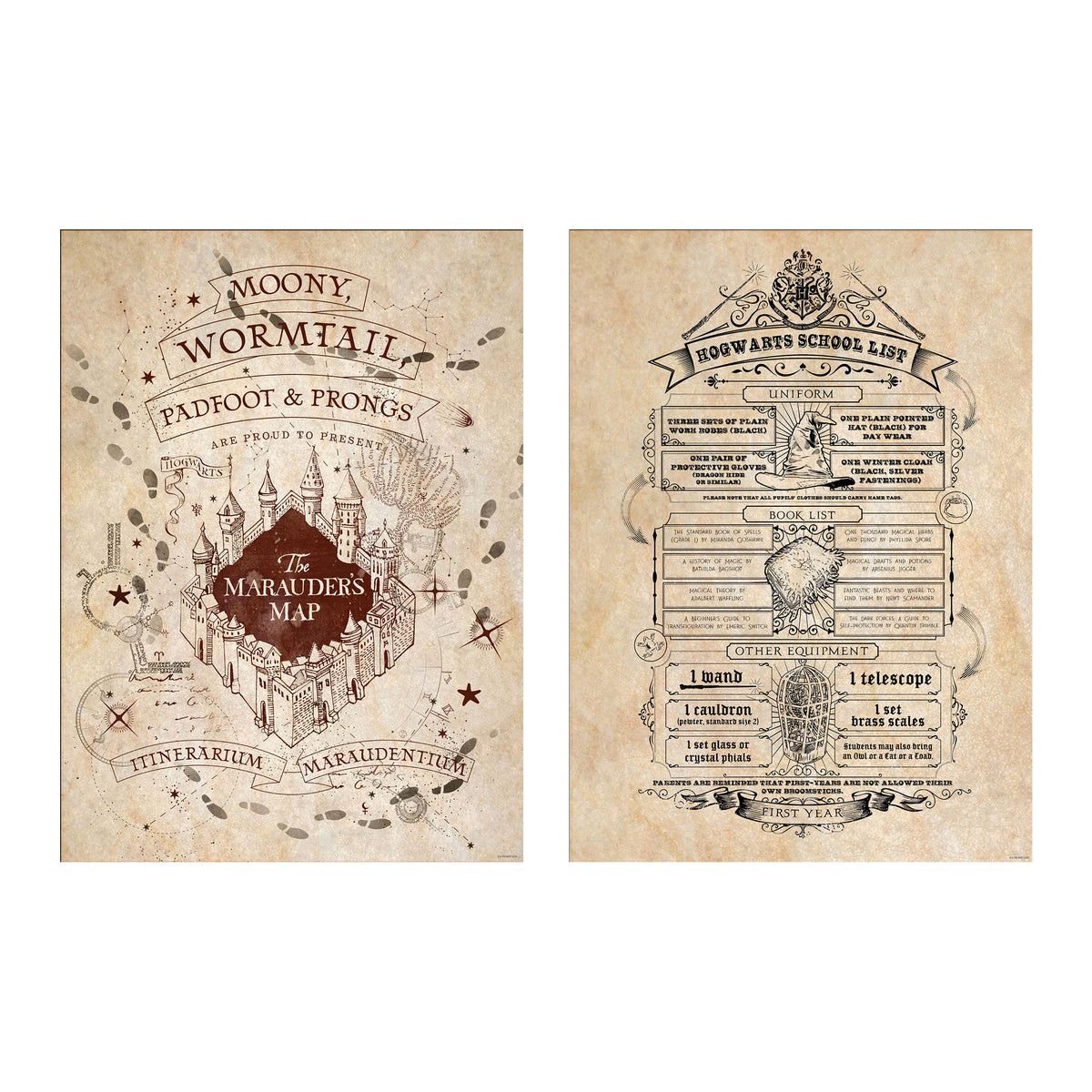 Product image Harry Potter - Marauder's Map and Shopping List Poster 2 Set