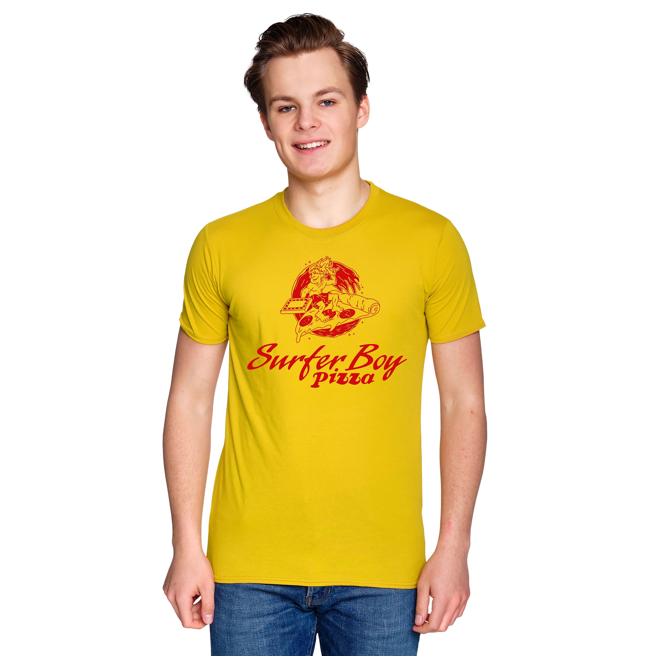 Stranger Things - Surfer Boy Pizza T-shirt yellow – Elbenwald