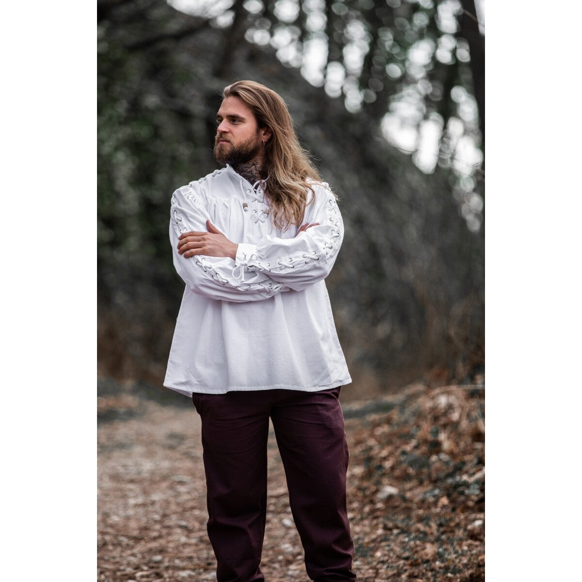 Product image Medieval Lace-Up Shirt with Eyelets Adrian White