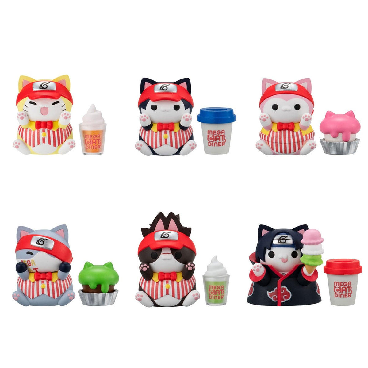 Product image Naruto Shippuden Mega Cat Project Nyaruto! Collectible Figures Mega Cat Diner 3 cm Assortment (6)