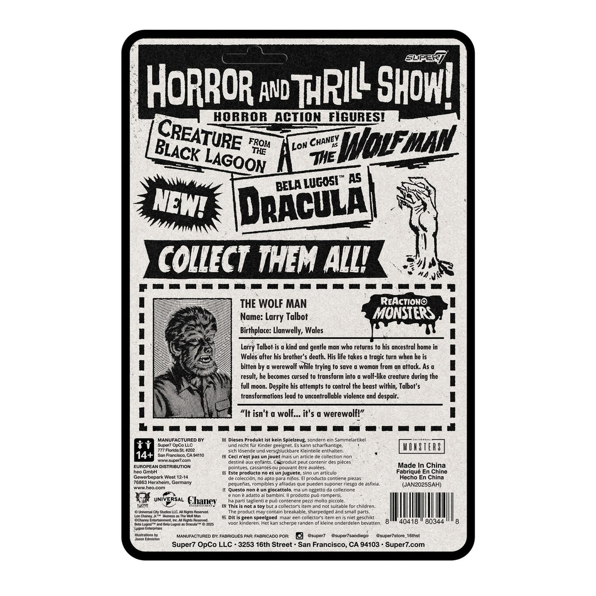 Product image Universal Monsters ReAction+ Action Figure Wave 1 The Wolf Man 10 cm
