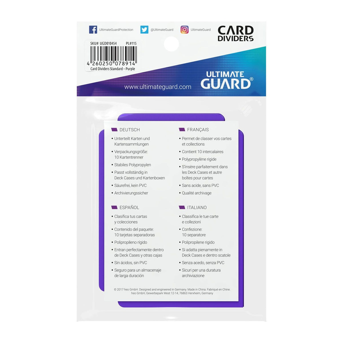 Product image Ultimate Guard Card Dividers Standard Size (10) - Purple