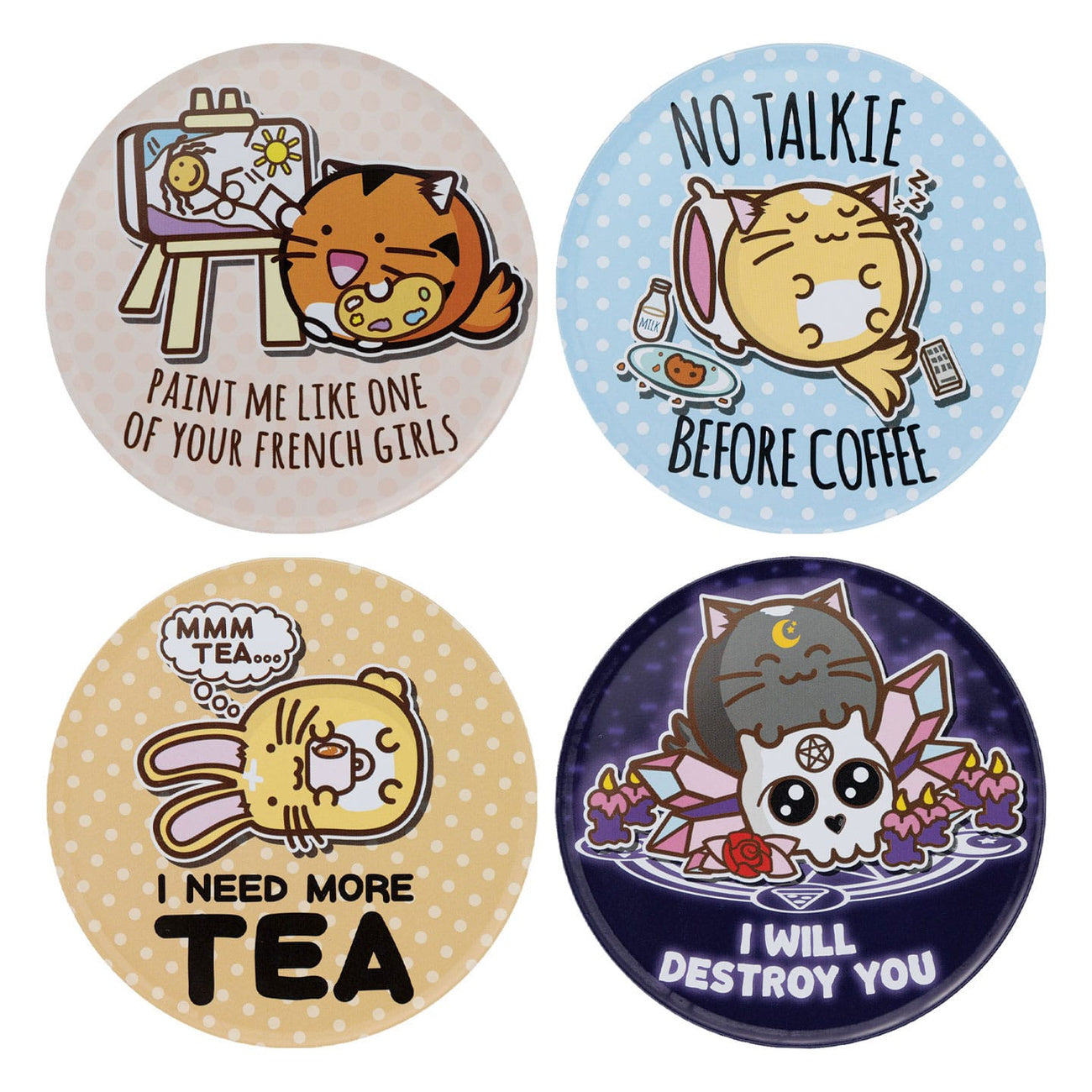 Product image Fuzzballs Coasters – Set of 4