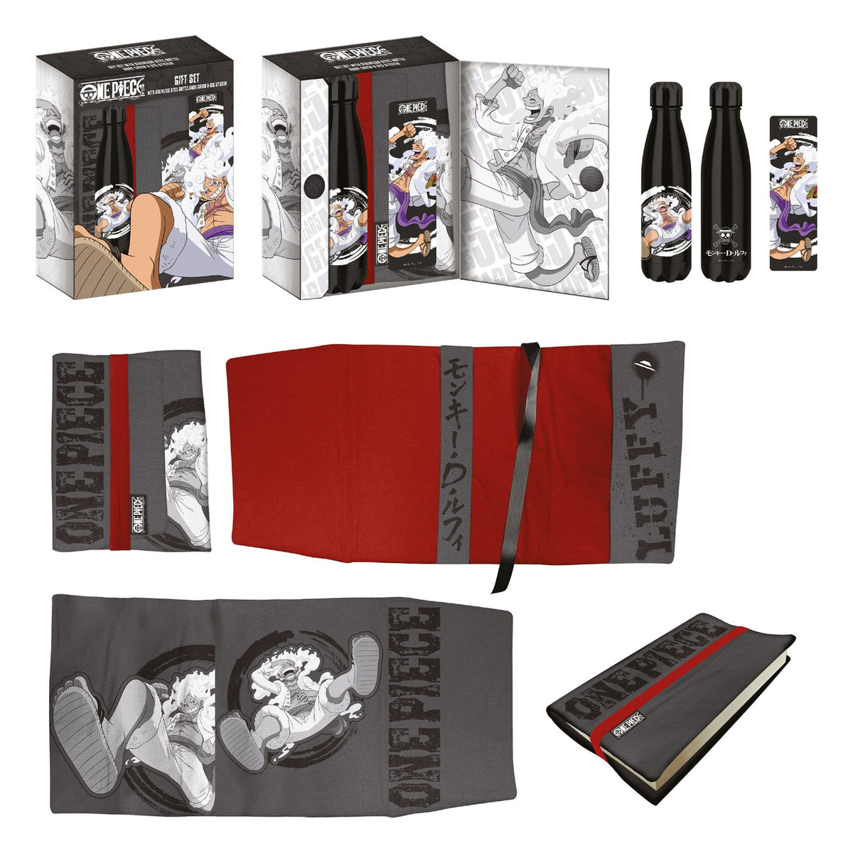 Produktbild One Piece Stahlflasche, Sticker, Buchumschlag Geschenkset