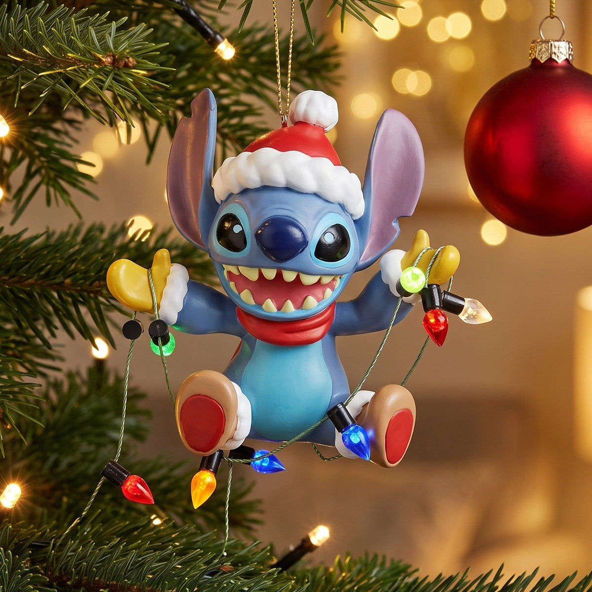 Product image Stitch with Fairy Lights Christmas Tree Decoration - Lilo & Stitch
